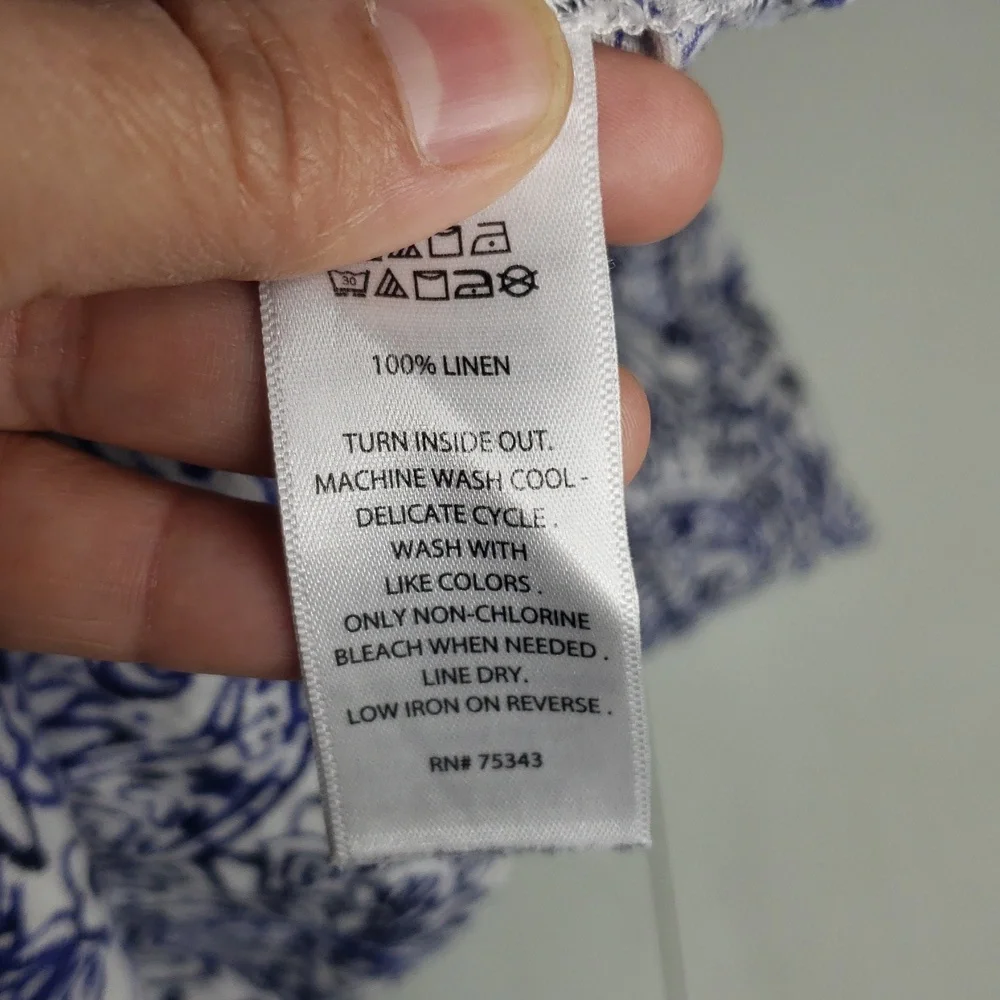 Sigrid Olsen Women 100% Linen Floral Boho 3/4 Sleeves Tunic Top Size 1X Coastal - Picture 7 of 14